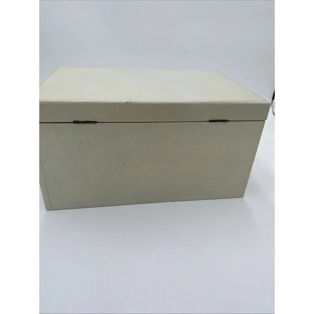 Vintage Ivory Jewelry Box Multi Level Tiered Drawer Key Velvet Buxton MCM